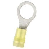 Ring Terminal Crimp Connector, 5/16" - 3/8" Stud, 12-10 AWG, Nylon Insulation