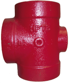 Skinner Bros Fig 38 Flow Tee, Female 2-3/8" 8Rd Bottom (2" 8rd EUE) x Female 2" 11-1/2 V Top x 2" 11-1/2 V Side Outlet, 5000 PSI