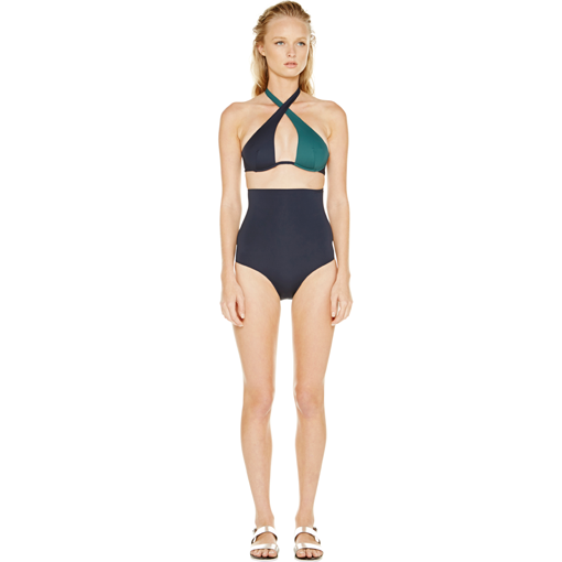 BICOLORE WRAP ONE PIECE - FORET MARINE - FRONT