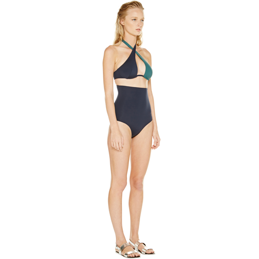 BICOLORE WRAP ONE PIECE - FORET MARINE - SIDE