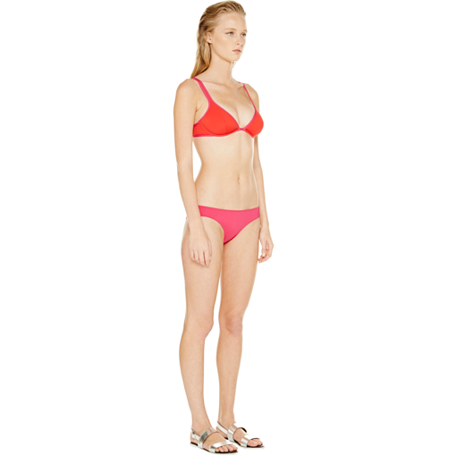 BICOLORE CLASSIC BRA IN ROUGE FRAMBOISE WITH FRAMBOISE CLASSIC PANT - SIDE