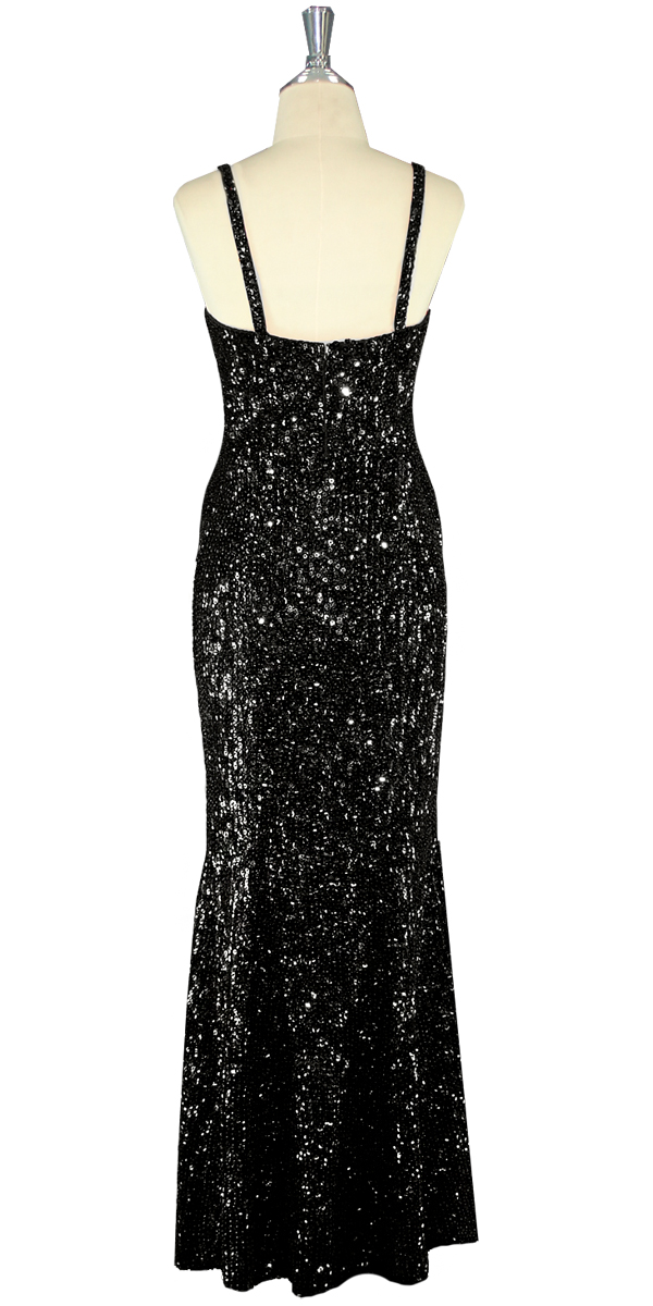 Long Dress | Handmade | 8mm Cupped Sequin Spangles | Black | SequinQueen