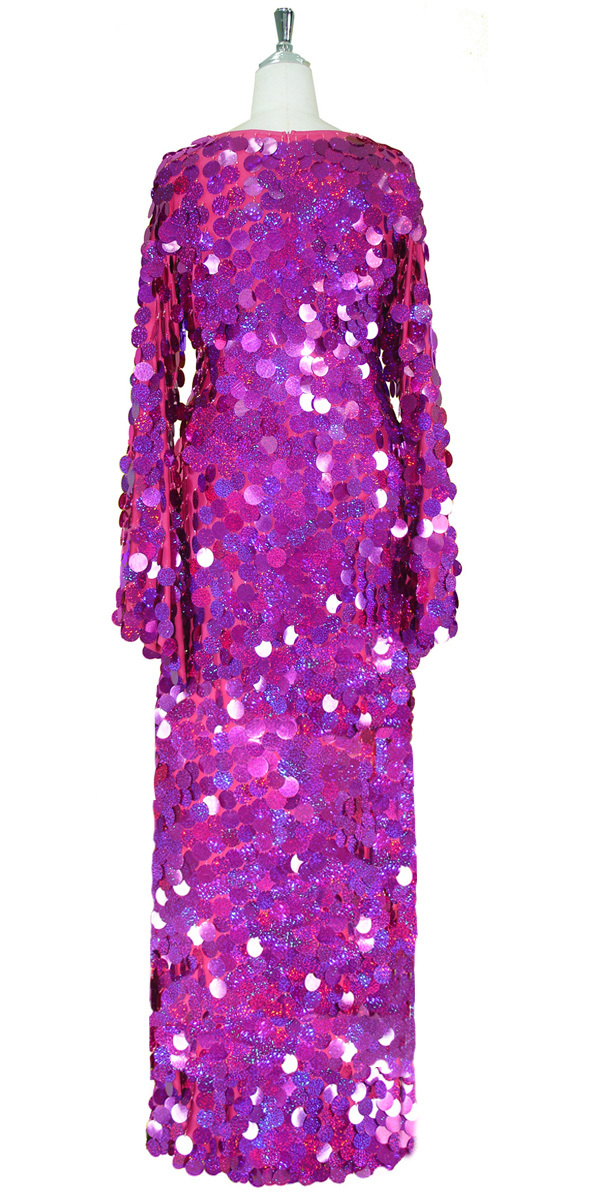 Long Sleeve Dress | Handmade | Paillette Sequin Spangles | Fuchsia ...