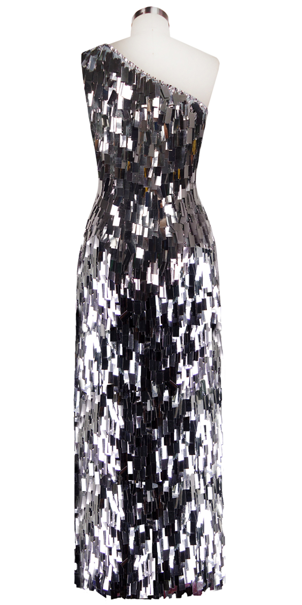 Long Dress | Handmade | Paillette Sequin Spangles | Metallic Silver ...