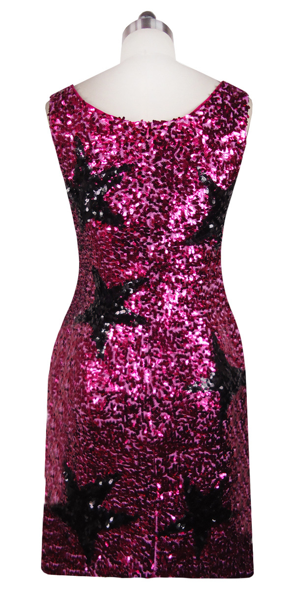Short Dress | Star pattern | Sequin Spangles Fabric | Fuchsia | Black ...