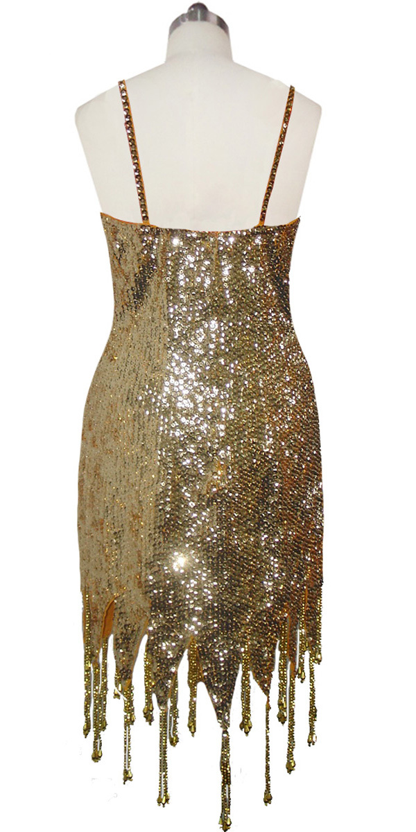 Short Beaded Hemline Dress | 8mm Round Sequin Spangles | Light Gold ...