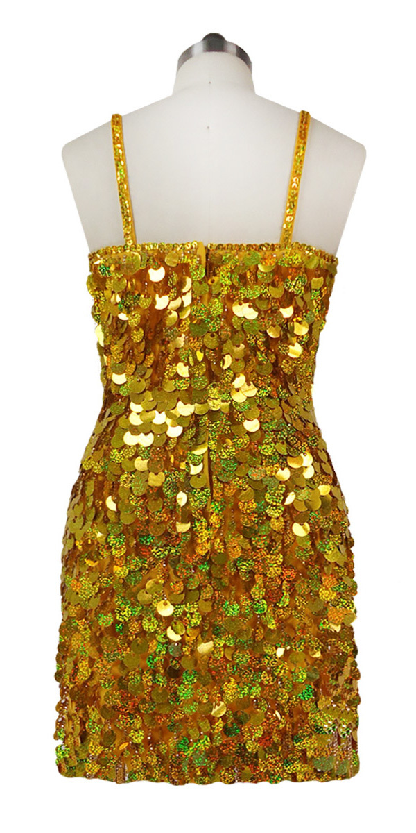 Short Dress | 20mm Paillette Sequin Spangles | Hologram Gold | SequinQueen