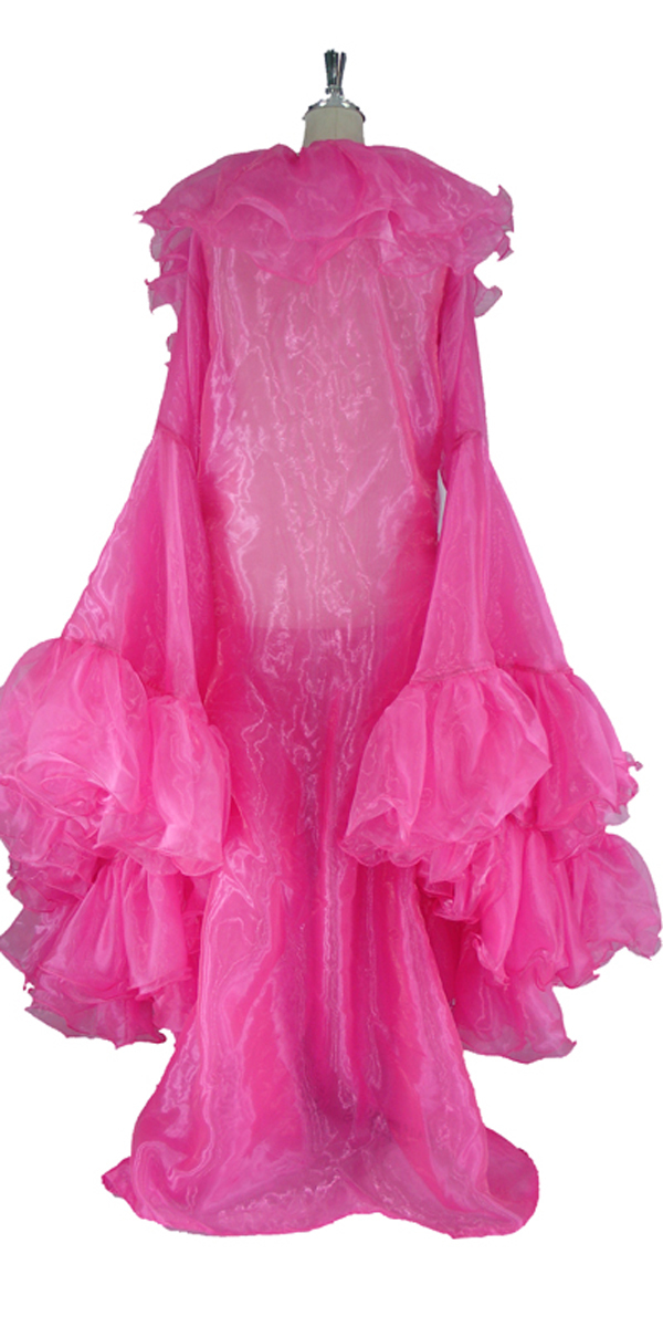Long Ruffle Coat Bright Pink Organza Oversized Sleeves Highlight