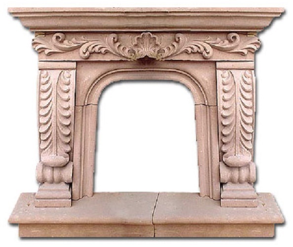 Cantera Stone Fireplace decorating a living room