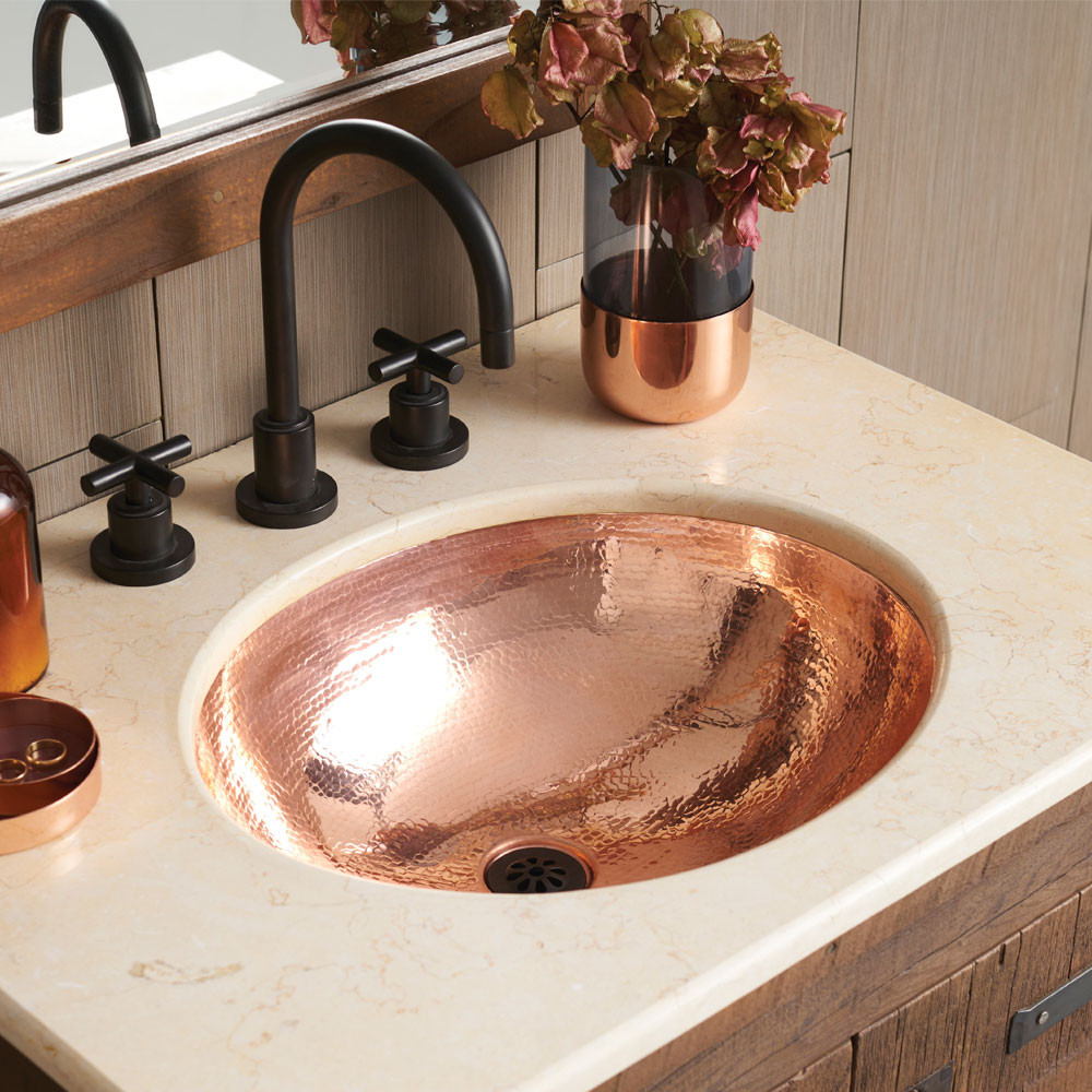 hammered copper bathroom sink