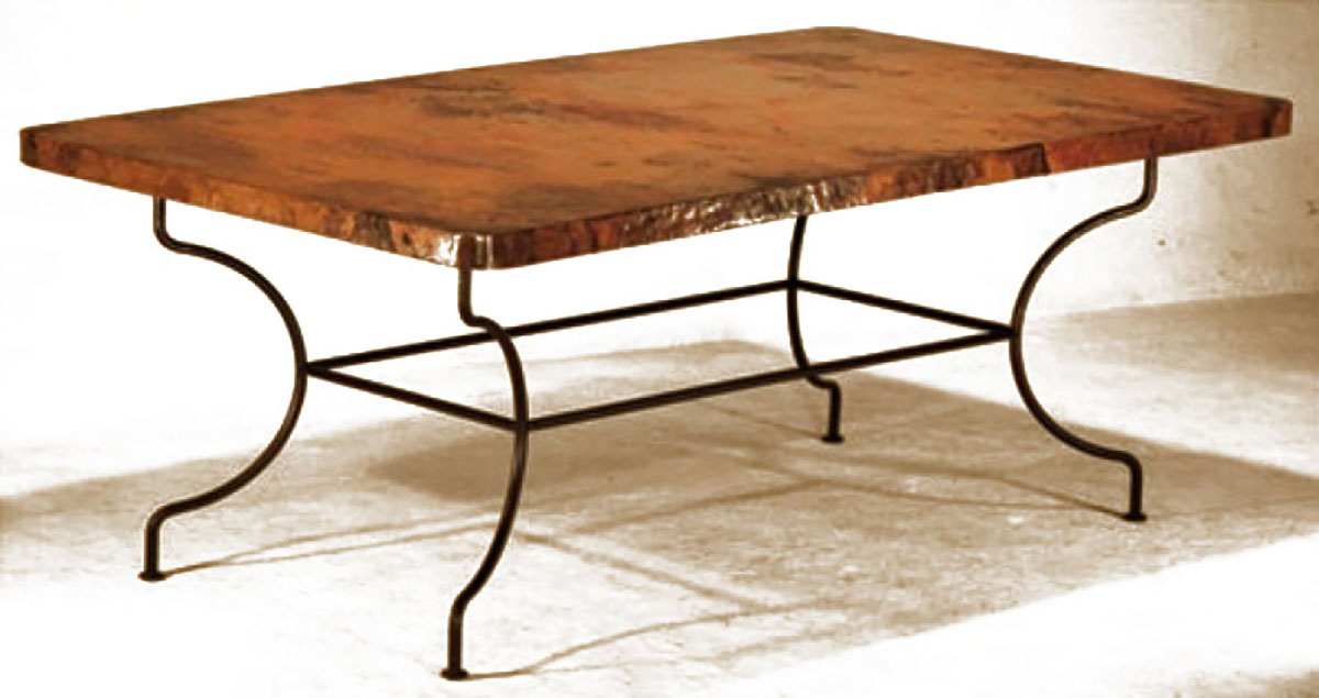 hand hammered copper dining table