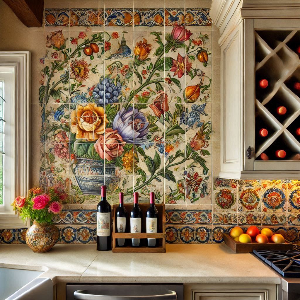 Hand-Painted Kitchen Tile Murals for Unique Backsplashes | Rustica Houses