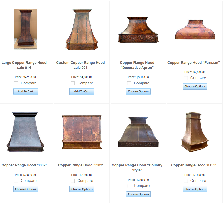 copper range hoods