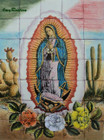 tile mural virgin of Guadalupe and cactus