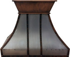 iron oven hood with crown molding and straps