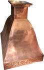 polished copper vent hood side view