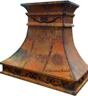 spanish hacienda copper range hood with forged iron