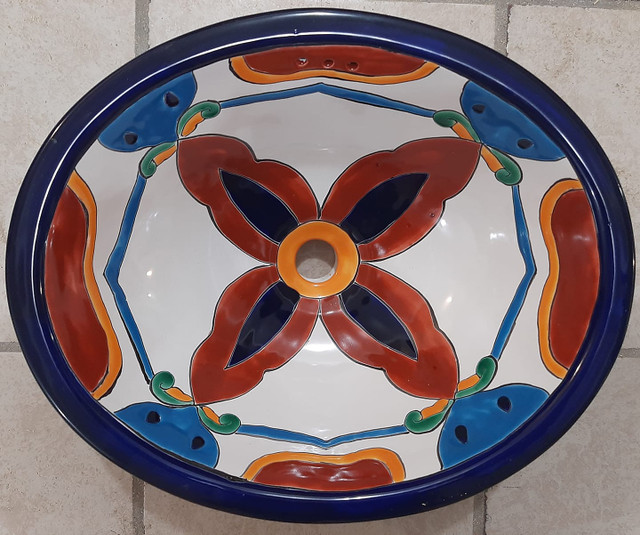 17 X 14 TALAVERA SINK drop in or undermount mexican bathroom handmade ceramic 