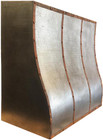 zinc kitchen range hood with copper detail