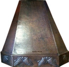 Front view of Anchorage style Copper Oven Hood with pyramid shape.