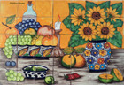 tile mural fruits and flowers