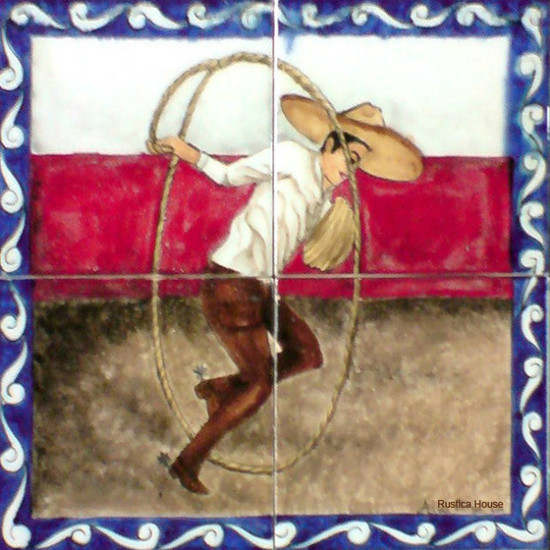 tile mural horseman