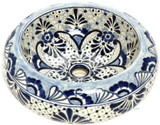 light blue white mexican vessel sink