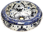 blue white mexican vessel sink