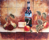 Tile Mural red wine and fruits