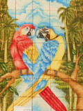 tile mural macaws
