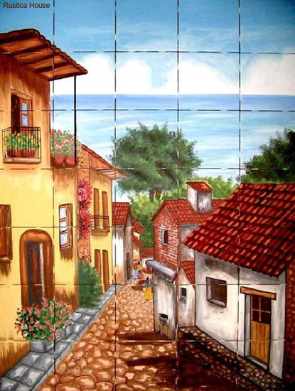 Colonial Village Kitchen backsplash tile mural
