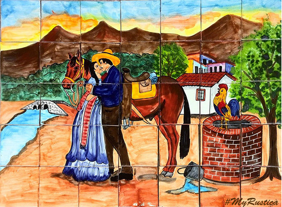 tile mural kissing couple