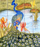 peacock Hand crafted ceramic tile mural
