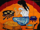 tile mural making tortillas