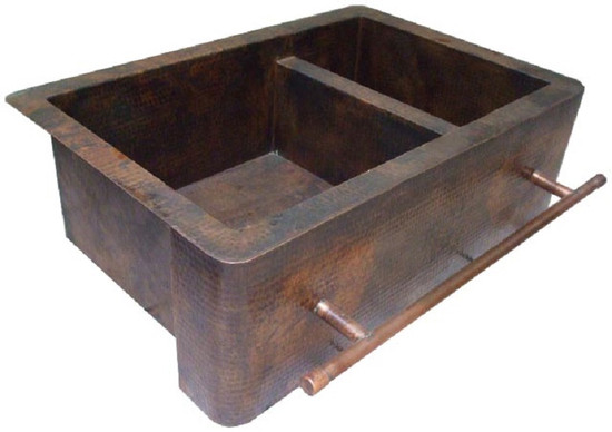 copper kitchen sink with apron
