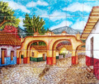 arches colorful tile mural
