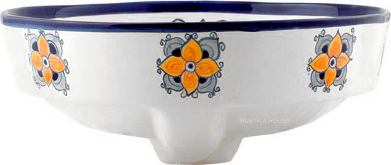 mexican flower above counter bathroom sink