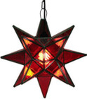 red stained glass star lamp