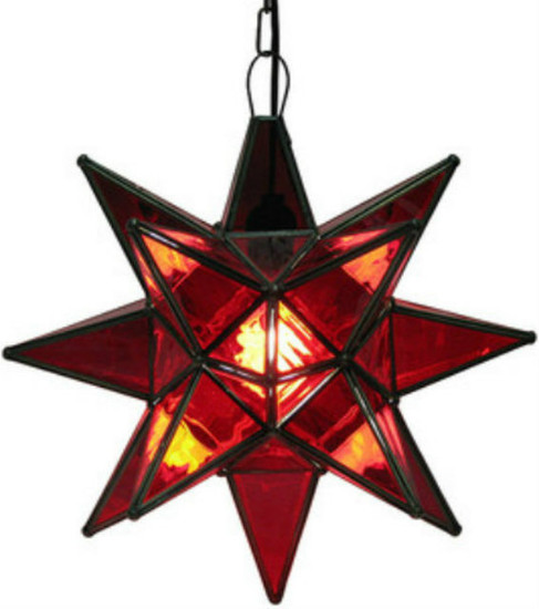 red stained glass star lamp