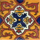 hand decorated Mexican tile terracotta white