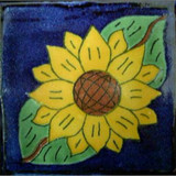 hand painted Mexican tile yellow green