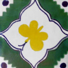 hand decorated Mexican tile yellow green