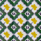 hand decorated Mexican tiles yellow green