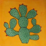 hand painted Mexican tile green black