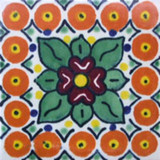 painted Mexican tile green terracotta