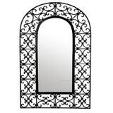 Front view of the Iron Mirror Jalisco, showcasing its rectangular frame with a rustic Mexican design in a natural iron finish.