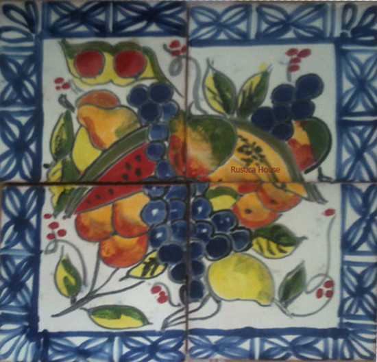 Grapes and watermelon wall tile mural