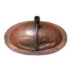 round hammered copper bath sink over-flow