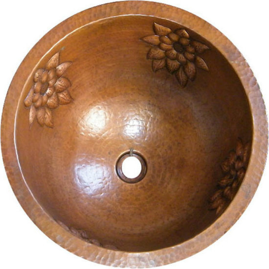 round hand hammered copper bath sink