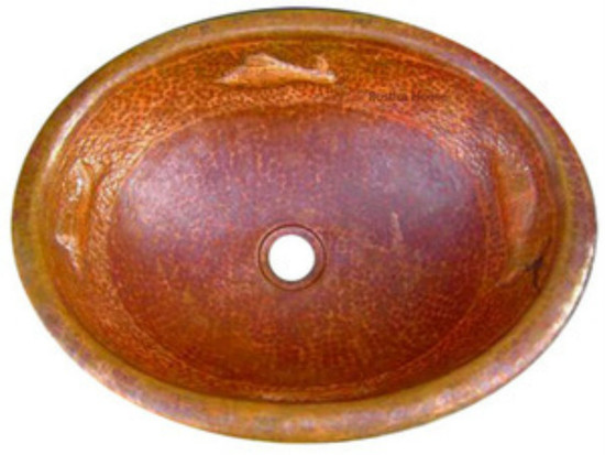 oval hammered copper bathroom sink